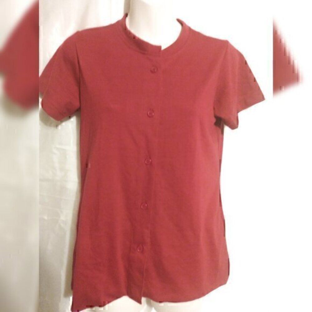 Pink Pepper Lot of 3 Mastectomy Button Up Shirts Red, Gray, Blue Size S